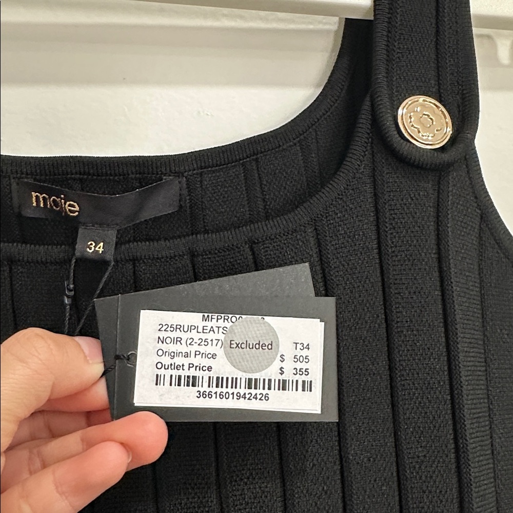 Sandro NWT Pleated Knit A-Line Midi Dress - Picture 6 of 7